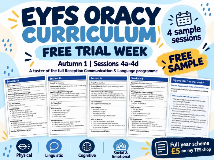 EYFS Oracy Curriculum / Sessions - Free Trial Week