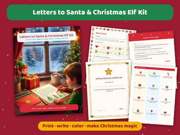 Letters to Father Christmas Templates & Christmas Elf Kit: Replies, Certificate, 24 Elf Notes