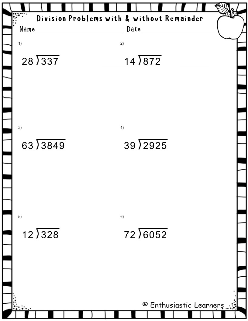 Division Basic to Advanced Level Worksheets Math Problems | Teaching ...