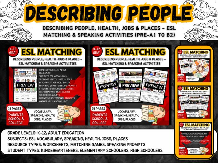 ESL Matching & Speaking Activities PACK