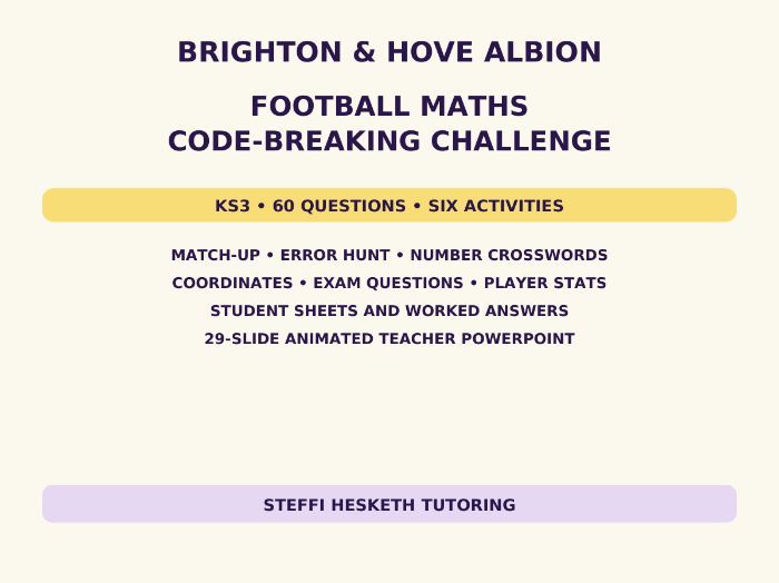 Brighton & Hove Albion Football Maths Code-Breaking Challenge – KS3
