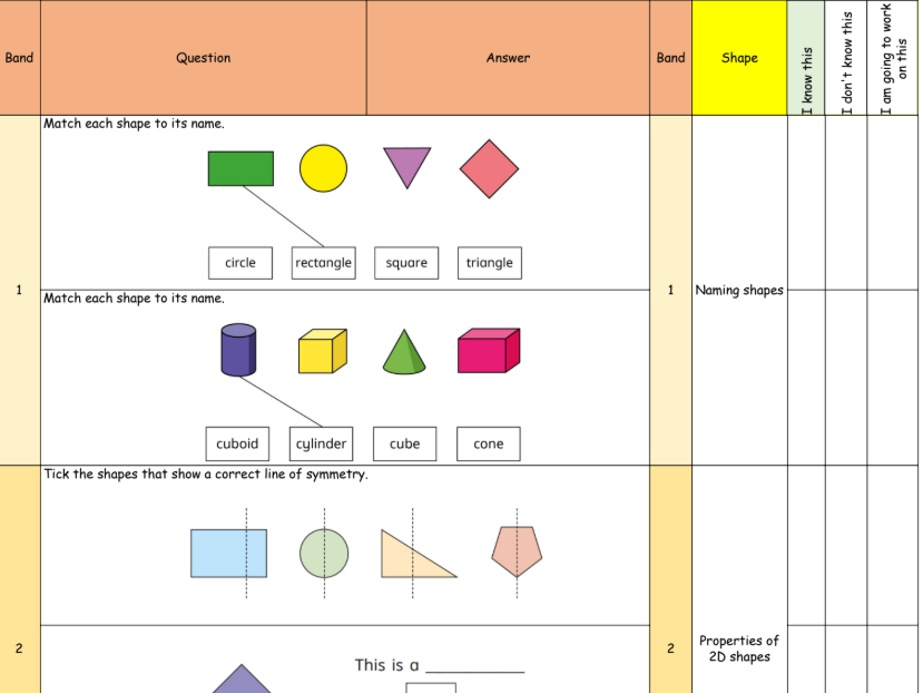 HT6 Shape & Angles pre-assessment and QLA