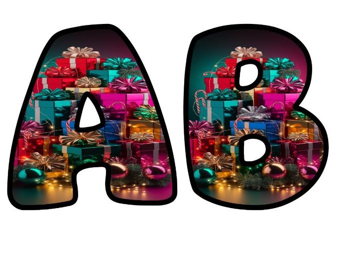 3D AI Christmas Presents Modern Vivid Photo Classroom Display | Lettering Set