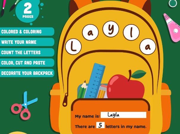 Backpack Name Craft, Back to School Activity, Name Recognition Craft, Student Project