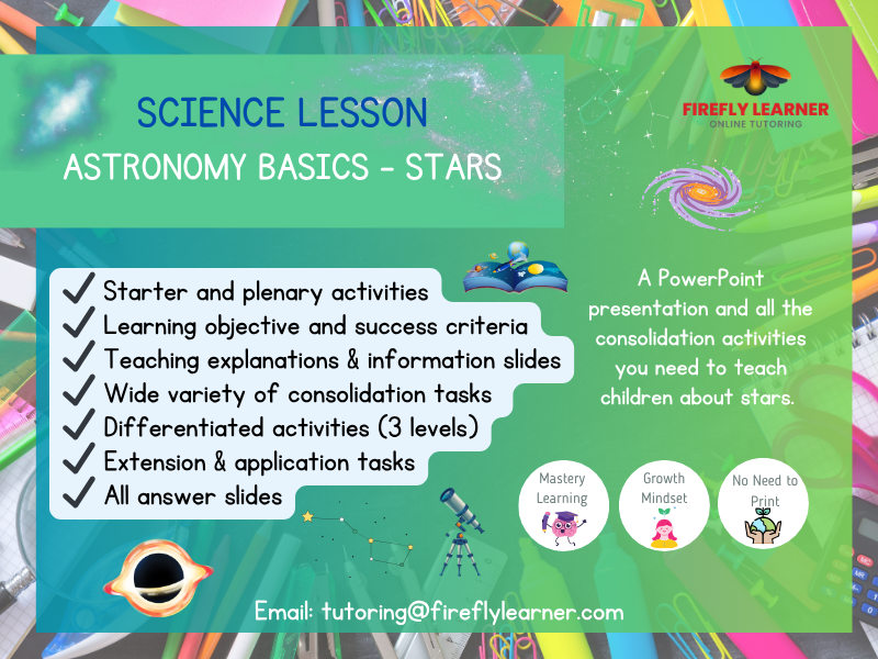 Astronomy Basics - Stars and Constellations - Science Lesson PowerPoint + Consolidation Activities