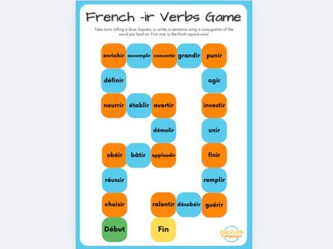 French Regular -ir Verbs Conjugation Board Game Printable PDF