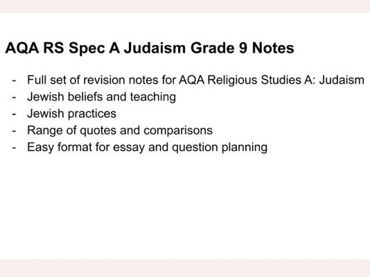 JUDAISM AQA RS GRADE 9 NOTES