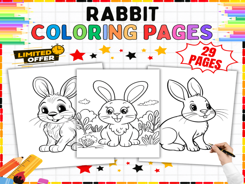 Rabbit Colouring Sheets | Cute Animal Activities for Preschool & Primary Children