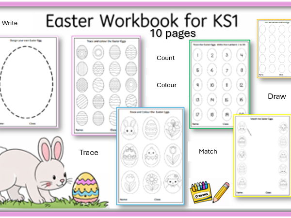 Easter 10 Page Workbook for KS1 Children