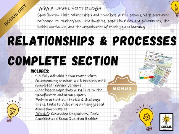 AQA A level Sociology - Education - Relationships & Processes - Complete section - Bonus material
