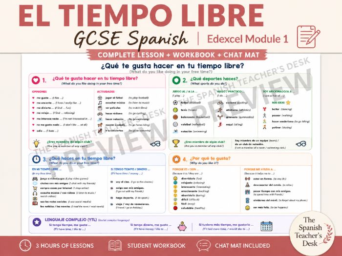 GCSE Spanish: El tiempo libre | Full Lesson + Workbook | Edexcel Module 1