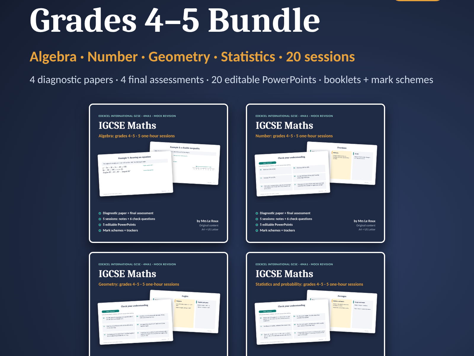 IGCSE mock revision grades 4–5, all topics (Edexcel 4MA1)