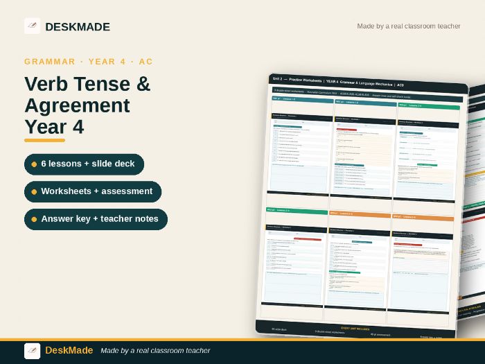 Year 4 Verb Tense & Agreement Unit | Australian Curriculum