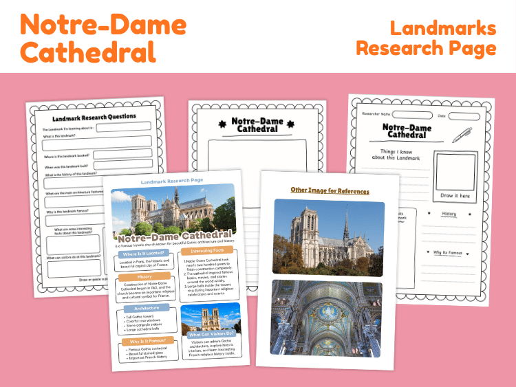 Notre-Dame Cathedral Research Project | Landmark Worksheets
