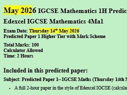 IGCSE Edexcel Maths Predicted Paper 1H 2026