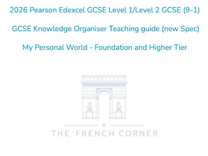 FREE 2026 Edexcel GCSE French KO + Writing Mat – My Personal World (French only)