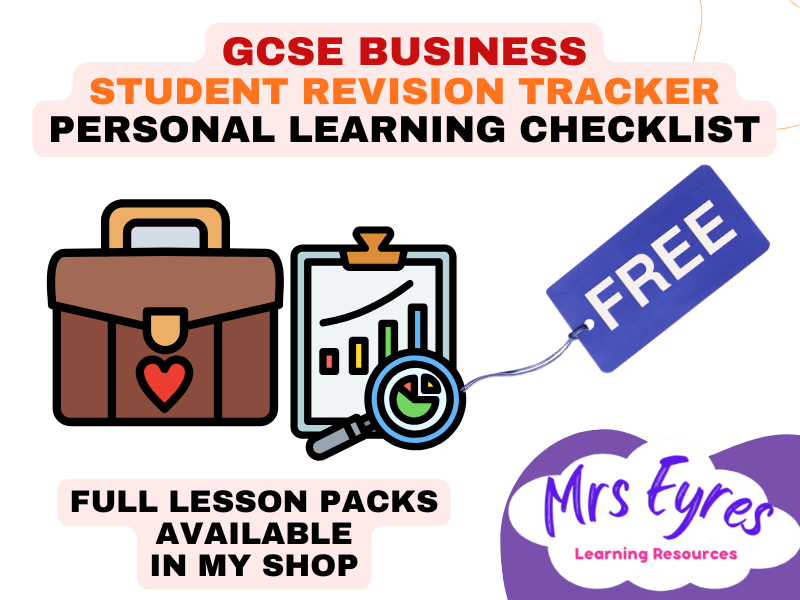 Edexcel GCSE Business Personal Learning Checklist Theme 1 and Theme 2 Revision Tracker