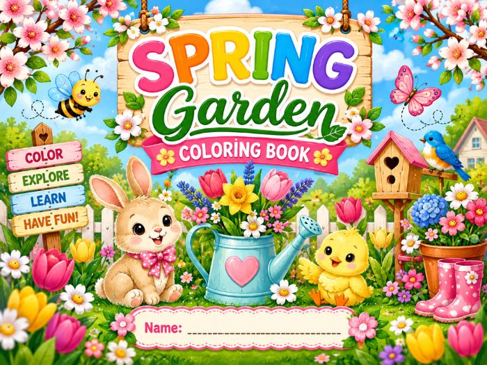 Spring Garden Coloring Pages | Spring Activities for Kindergarten–3rd Grade