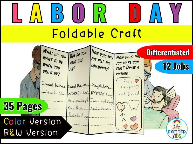 Labor Day Foldable | Community Helpers Writing Craft | Career Day Craftivity