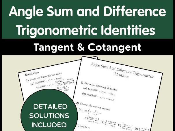 Angle Sum and Difference Trigonometric Identities (Tangent & Cotangent)