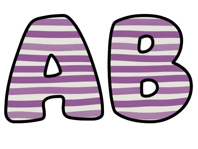 Purple Stripes Art Lettering Set | Classroom Display | Upper & Lowercase, 0-9 and Signs