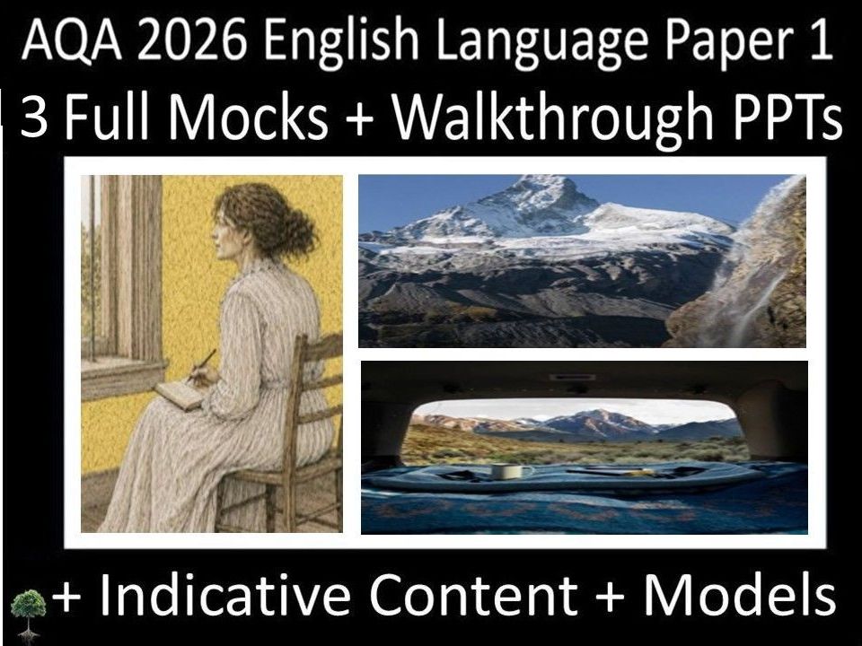 Three AQA 2026 English Language Paper 1 Full Mock Exams + Walkthrough PPTs