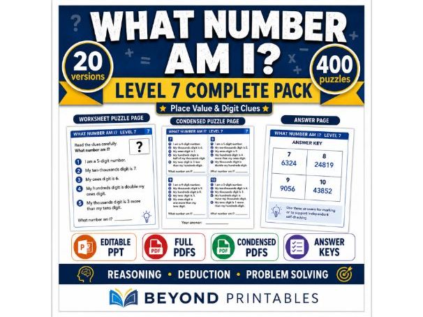 What Number Am I? Level 07: Three-Digit Clues | 20-Version Bundle