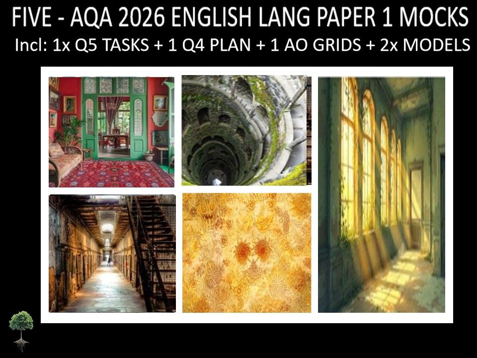 FIVE - AQA PAPER 1 | 2026 FULL MOCKS | Q5 TASKS | Q4 PLAN |AO GRIDS | MODELS