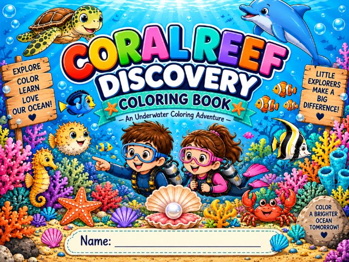 Coral Reef Coloring Book for Kids | Ocean Animals Underwater Coloring Pages | Kindergarten-3