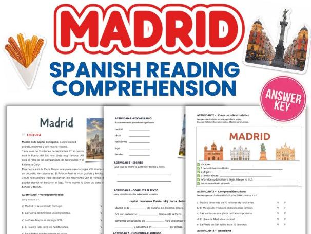 Madrid, Spain – Spanish Reading Comprehension & Culture Worksheets | KS3, A1-A2