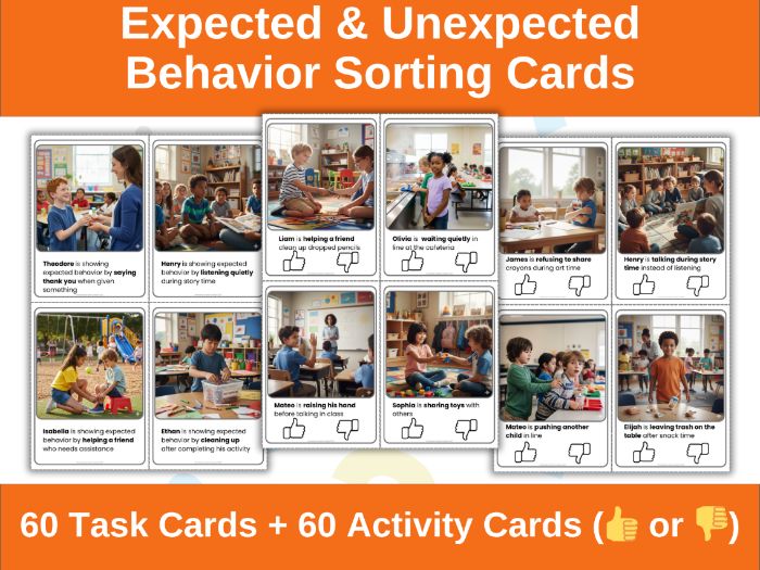 Expected and Unexpected Behavior Task Cards | Autism Social Skills Sorting Activity