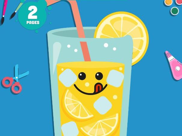 Lemonade Craft, Summer Project Activity, Sunny Day Creative Printable, Lemon Drink Making Project