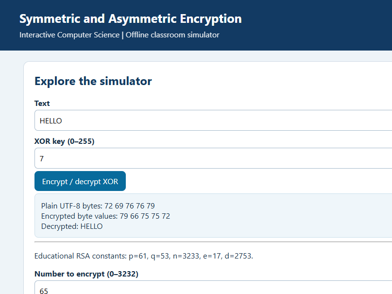 # OCR A Level Computer Science H446 – Symmetric & Asymmetric Encryption Interactive Simulator + Work