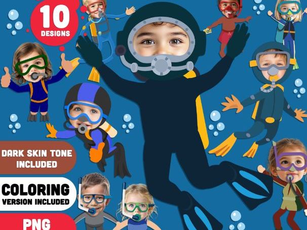 Scuba Diver and Snorkeling Craft for Kids, Under the Sea Printable, Add Your Own Face Activity