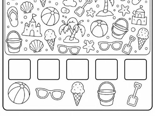 I Spy Summer Special Colouring and Counting Worksheet