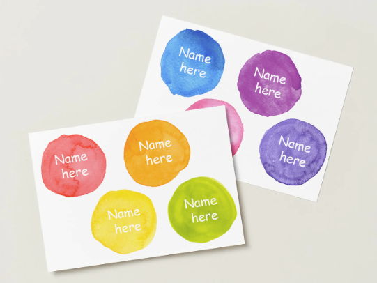 Watercolour Name Labels KS1 KS2