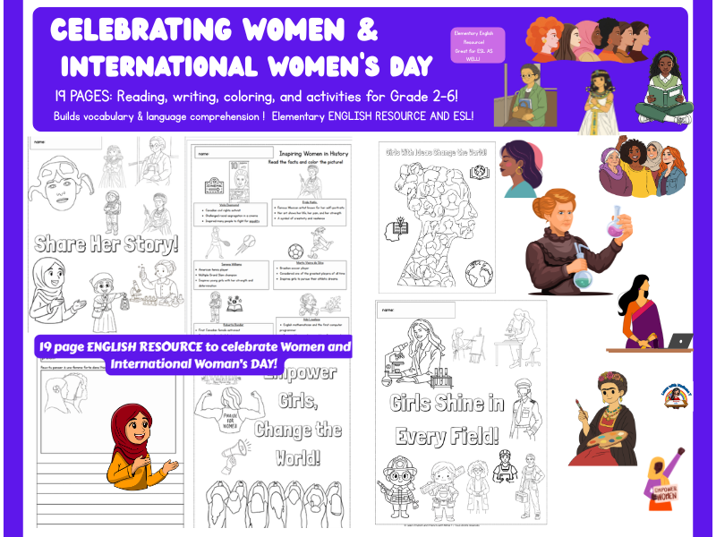 **International Women’s Day Activity Pack | 21 Pages | Primary & Junior | Reading & Writing Activiti
