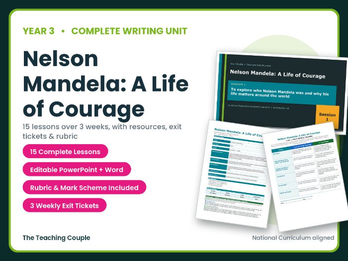 Nelson Mandela: A Life of Courage | Year 3 English Unit | 15 Complete Lessons + Resources