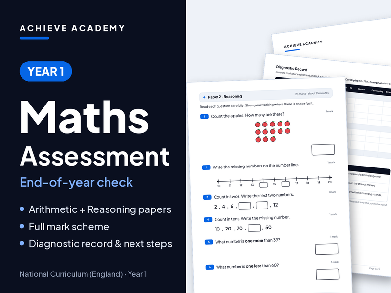Year 1 Maths Assessment – End-of-Year Test with Mark Scheme