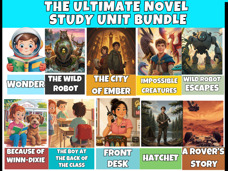 10 Novel Study Unit Bundle PDF | Full Novel Studies, Comprehension, Vocabulary & Activities Years 3-8