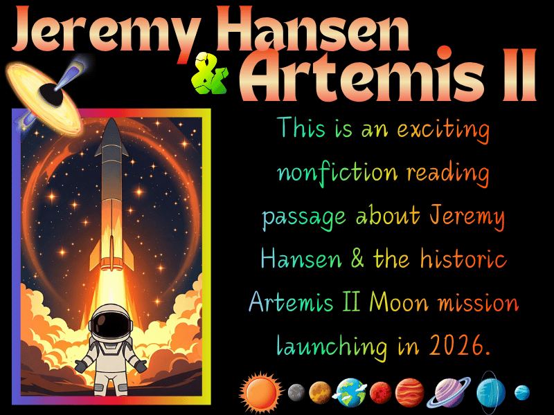 Jeremy Hansen Canadian Astronaut & Artemis II Moon Mission 2026 Reading Passage