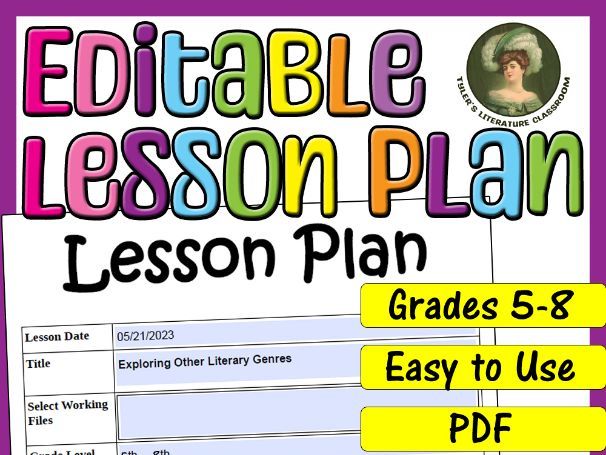 Other Literary Genres : Editable Lesson Plan for Middle School