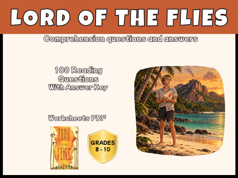Lord of the Flies Reading Comprehension Questions | Novel Study | KS3 KS4 Years 8-10 English