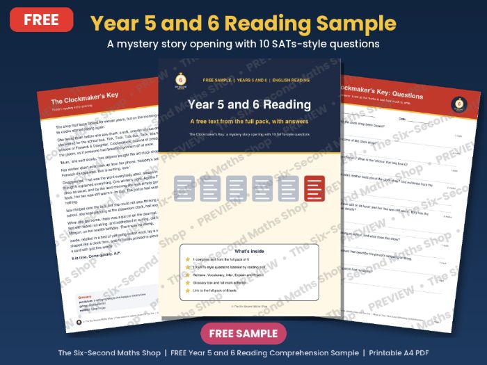 FREE Year 5 and 6 Reading Comprehension Sample - Mystery Story with SATs-Style Questions