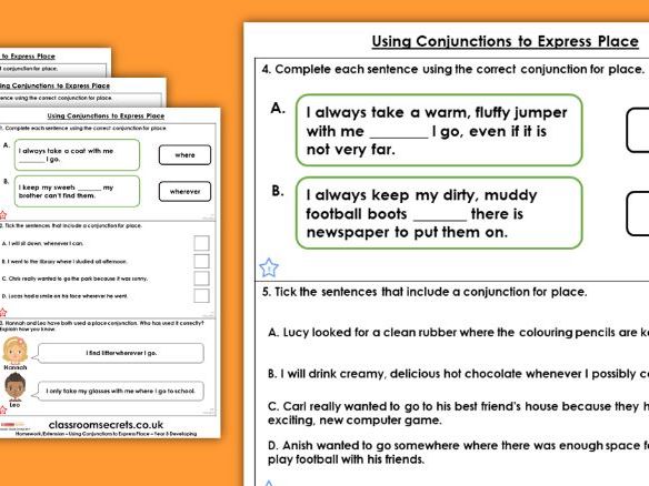 Conjunctions homework year 5 07 picture