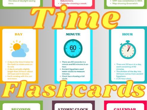 Time Flashcards | Units of Time & Clocks | Printable Math & Science Flashcards