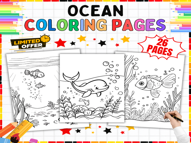 Ocean Colouring Pages | 26 Printable Sea Life Worksheets for Early Years Creative Learning