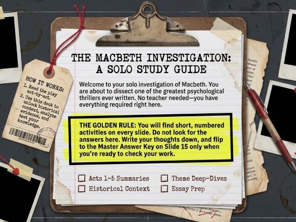 Macbeth Study Guide | Shakespeare Self-Paced Slide Deck | Independent Novel