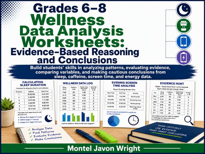 Grades 6–8 Wellness Data Analysis Worksheets | Evidence-Based Reasoning & Graphs