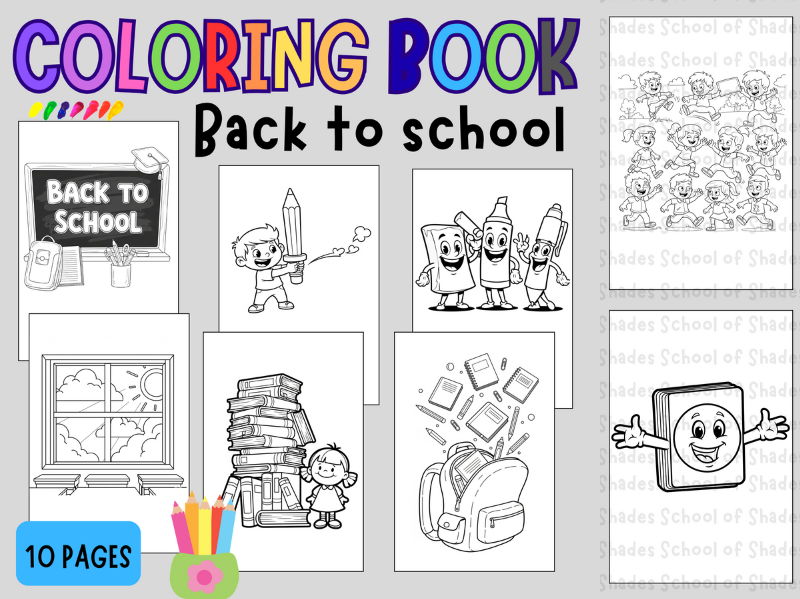 Easy Back to School Coloring Pages | 10 Printable PDF Worksheets for Kids